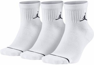 ジョーダン メンズ バスケットボール ソックス 靴下 Jordan Jumpman High-Intensity Quarter Socks ? 3 Pack - White/White/White