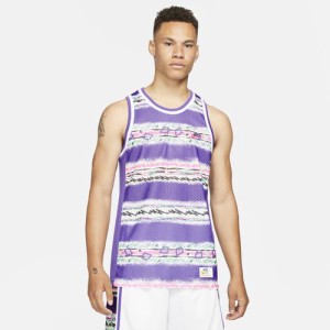 ナイキ メンズ ジャージー ユニフォーム Nike Stories Basketball Jersey - White/Purple