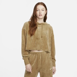 ナイキ レディース パーカー Nike NSW Velour Modern Crop Pullover - Tan