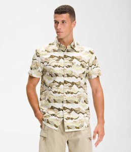 ノースフェイス メンズ カジュアルシャツ The North Face Men’s Short-Sleeve Baytrail Pattern Shirt - Military Olive Mountain Camo 