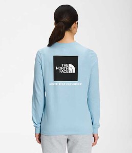 ノースフェイス レディース Tシャツ 長袖 ロンT Women's Long Sleeve Box NSE Tee - Beta Blue