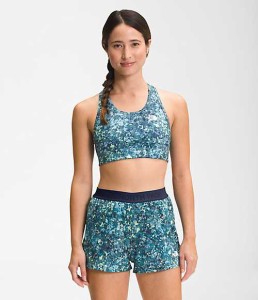 ノースフェイス レディース スポーツブラ スポブラ Women’s Printed Midline Bra - Beta Blue Lichen Print