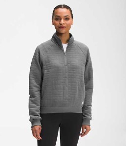 ノースフェイス レディース スウェットシャツ Women’s Longs Peak Quilted 1/4 Zip - TNF Medium Grey Heather