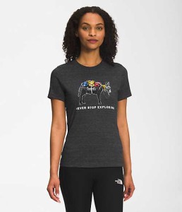 ノースフェイス レディース Tシャツ The North Face Women's Short Sleeve Pony Wheels Triblend Tee - TNF Black Heather/TNF Black