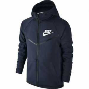 即納 ナイキ ボーイズ/キッズ パーカー 長袖 Nike Tech Fleece Windrunner Jacket ジャケット Obsidian/White  フルジップ ジップアップ