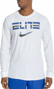 即納 ナイキ メンズ Nike Men's Dri-FIT Elite Basketball Long Sleeve Shirt Tシャツ 長袖 ロンT WHITE/WHITE