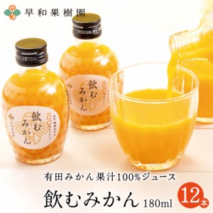 ジュース みかん 有田 送料無料 飲むみかん 180ml×12本入りR ストレート 果汁100パーセント 和歌山 無添加 