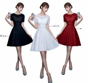 ドレス ワンピース ミニ丈 半袖 レース 赤 白 黒 代 上品 大人可愛い きちんと感 春夏 結婚式 お呼ばれ A530の通販はau Pay マーケット おひさまブランケット
