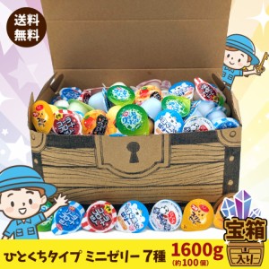 【送料無料】ひとくちタイプ ミニゼリー ７種類 1600ｇ（約１００個）セット 宝箱入り 詰め合わせ ギフト プレゼント イベント（沖縄・離