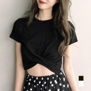 【即納】レディース セクシーチビt ショート丈tシャツ 韓国 へそ出しtシャツ 半袖 おしゃれ オルチャン ストリート へそ見せ夏服 肌見せ