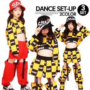 【子供服yuai】◇キッズ ダンス衣装 セットアップ RESPECT イエロー レッド 男の子 女の子 衣装 イベント 上下セット ジュニア 130 140 1