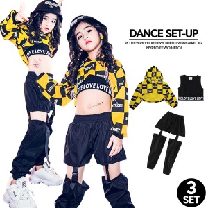 【子供服yuai】◇キッズ ダンス衣装 セットアップ STREET ブラック 男の子 女の子 衣装 イベント 上下セット ジュニア 130 140 150 160