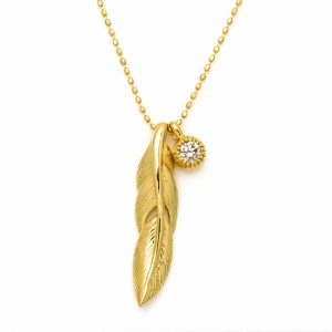 ペンダント レディース K18 ゴールド ダイヤモンド ペンダント「egretta」 フェザー 18K 18金 GOLD 4月誕生石