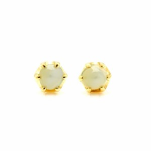 スタッドピアス レディース K18 ゴールド クリソベリルキャッツアイ 18K 18金 GOLD 2月誕生石