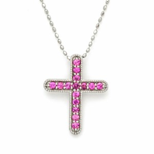 ペンダントトップ レディース K18 ゴールド ピンクサファイア 「croce」 クロス 18K 18金 GOLD 9月誕生石