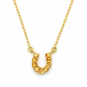 ネックレス K18 ゴールド グロッシュラーライトガーネット ホースシュー 「fortuna」 アズキチェーン 18K 18金 GOLD 1月誕生石