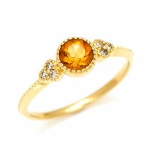 リング 指輪 K18 ゴールド シトリン ダイヤモンド 「tazzina」 18K 18金 GOLD 11月誕生石