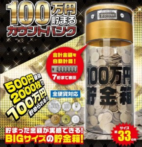 100万円 貯金箱 BIGサイズ カウントバンク 節約 お小遣い 500円玉 貯金 おしゃれ カウンター 自動加算 液晶画面 表示 大容量 透明 中が見