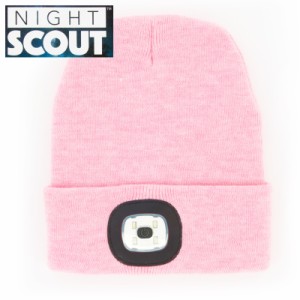 帽子 メンズ レディース ニット帽 LEDライト付 ピンク ナイトスカウト KNS0006