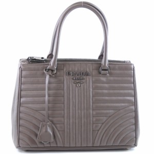 PRADA プラダ 2WAYショルダー 1BA863 カーフ BANBU 3 グレー ハンドバッグ レディース 【中古】