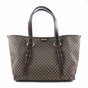 CELINE セリーヌ マカダム PP-ST-0018 キャンバス こげ茶 トートバッグ レディース 【中古】