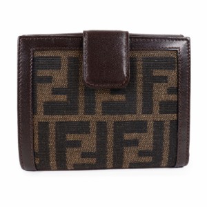 FENDI フェンディ ズッカ キャンバス ブラウン 二つ折り財布 レディース 【中古】 ランクA