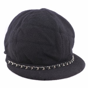 CHANEL シャネル ウール 黒 キャスケット レディース 【中古】 ランクA+