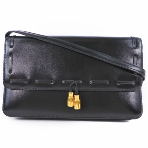 HERMES エルメス 2WAYクラッチ タッセル カーフ 黒 ショルダーバッグ レディース 【中古】