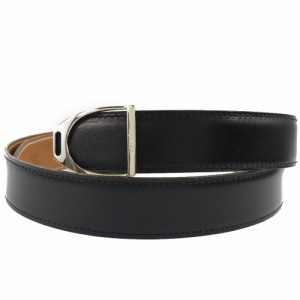 HERMES エルメス エトリエ ボックスカーフ 黒/茶 ベルト メンズ 【中古】 ランクA