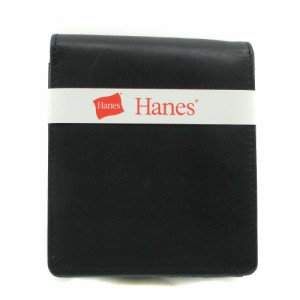 Hanes ヘインズ 牛革 黒 二つ折り財布 メンズ 【中古】 ランクB