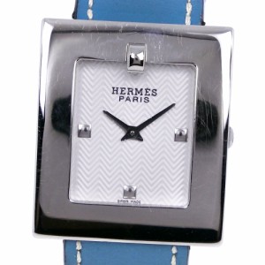 HERMES エルメス ベルトウォッチ BE1.210 SS 水色 クオーツ アナログ表示 白文字盤 腕時計