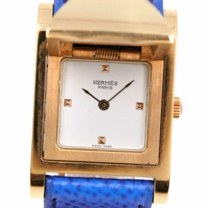 HERMES エルメス メドール ME1.210 金メッキ 青 クオーツ アナログ表示 白文字盤 腕時計