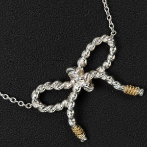 人気 美品 TIFFANY\u0026Co ティファニー リボン ネックレス シルバー 銀