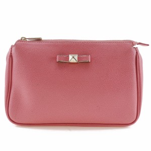 Furla フルラ リボン レザー ピンク ポーチ レディース 【中古】 ランクB