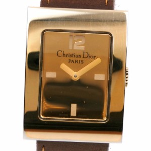 Dior ディオール マリス D78-159 金メッキ 茶 クオーツ アナログ表示 ゴールド文字盤 腕時計