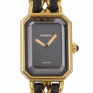 CHANEL シャネル プルミエールL H0001 金メッキ 黒 クオーツ アナログ表示 黒文字盤 腕時計