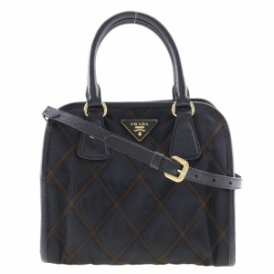 PRADA プラダ   ハンドバッグ 1BB903 ナイロン   BALTICO ネイビー系 シルバー金具  チェーン ショルダーバッグ ミニボストン キルティング テスート 三角ロゴ 【本物保証】ファスナー内側