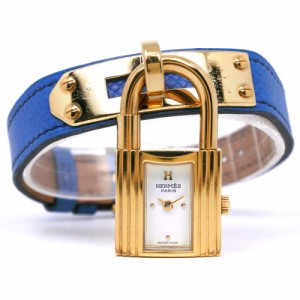 HERMES エルメス ケリーウォッチ 729333 金メッキ 青/ゴールド金具 クオーツ アナログ表示