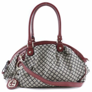 GUCCI グッチ ディアマンテ スーキー 223974 GGキャンバス グレー/赤 ハンドバッグ