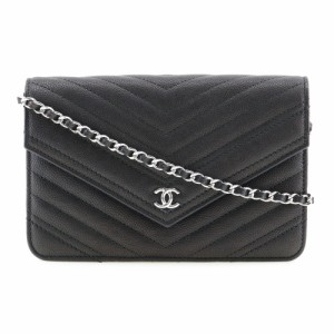 CHANEL シャネル シェブロン チェーンウォレット A84350 レザー ショルダーバッグ