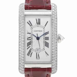 CARTIER カルティエ タンクアメリカンMM ダイヤベゼル ダイヤベゼル 1726 K18ホワイトゴールド