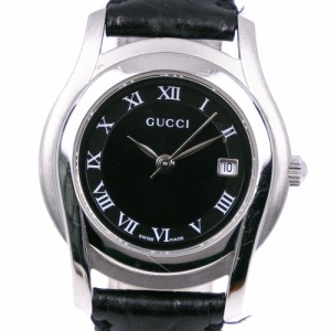 GUCCI グッチ 5500L SS シルバー クオーツ アナログ表示 黒文字盤 腕時計 レディース