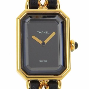 CHANEL シャネル プルミエールS H0001 金メッキ クオーツ アナログ表示 黒文字盤 腕時計