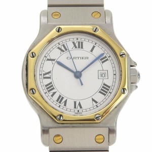 CARTIER カルティエ サントスオクタゴンMM SS 自動巻き 白文字盤 腕時計 ボーイズ 【中古】