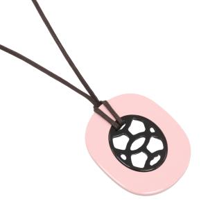 HERMES エルメス リフトGM バッファローホーン ピンク/茶 ネックレス 16g レディース