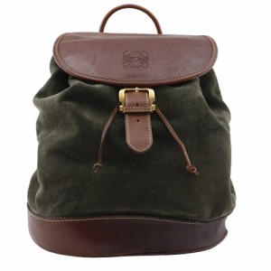 LOEWE ロエベ アナグラム バックパック バックパック スウェード 緑 リュック・デイパック