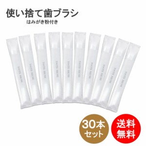 歯ブラシ 使い捨て 30本セット ハミガキ粉 3g 付き 業務用 国産ハブラシ 日本製 送料無料