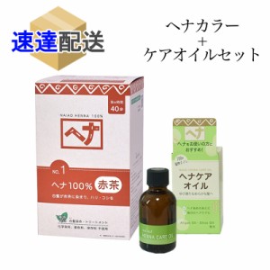 白髪染め ナイアード ヘナ100％ 赤茶 400g ヘナケアオイル 45ml 各1個セット ヘアカラー ヘアオイル