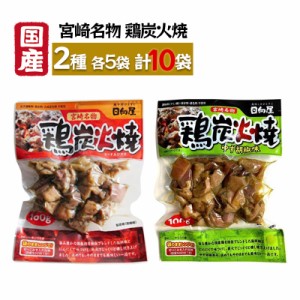 日向屋 宮崎名物 鶏炭火焼 100g×5袋＋鶏炭火焼 ゆず胡椒味 90g×5袋 セット 国産 焼き鳥 レトルト おつまみ おかず