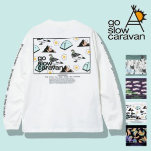 go slow caravan 猫 ウーパールーパー バナナ カットソー クルーネック 長袖 Tシャツ バックプリント アウトドア プレゼント